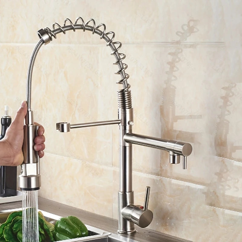 Modern Spring Pull-Down Kitchen Sink Faucet