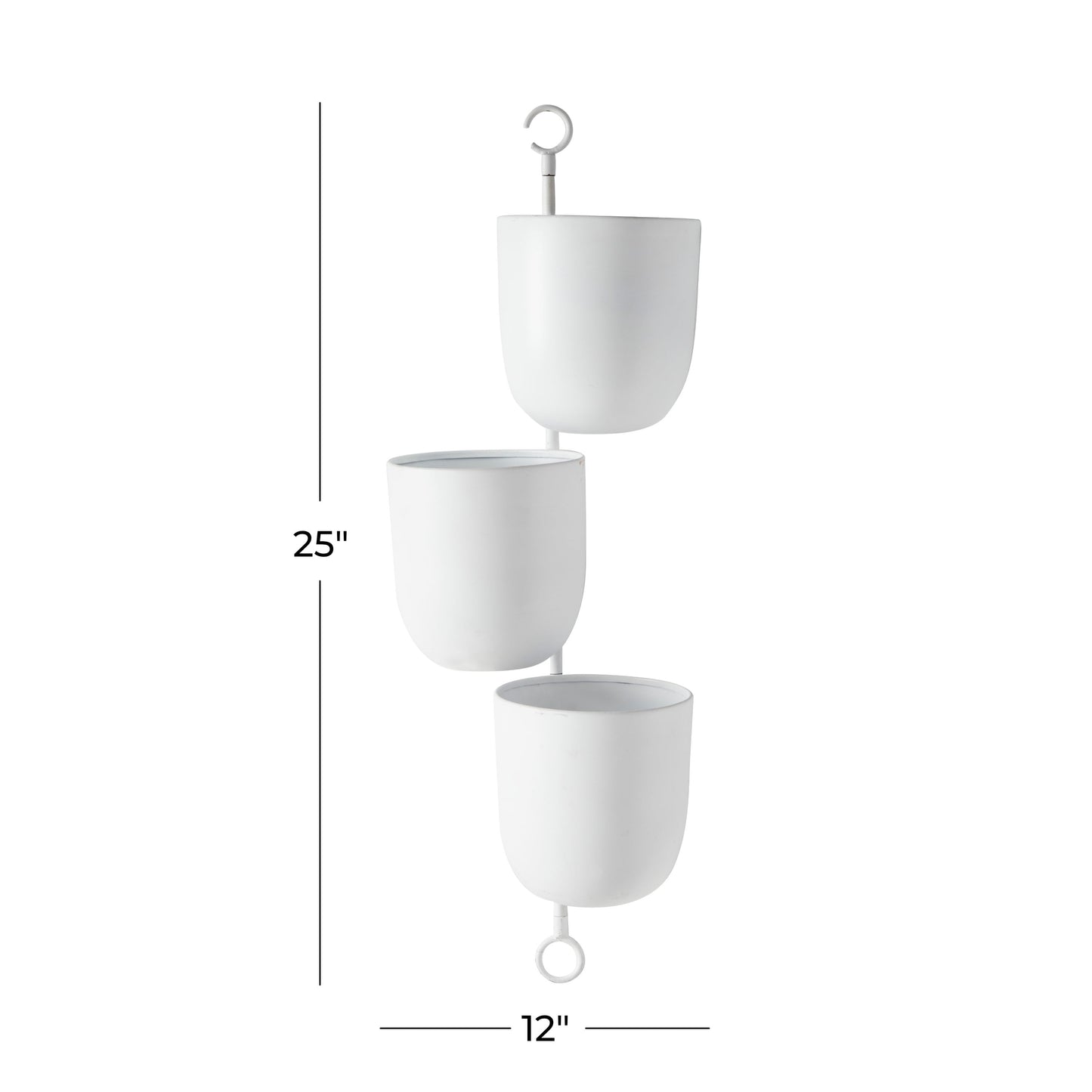 12" X 25" Layered Wall White Metal Planter