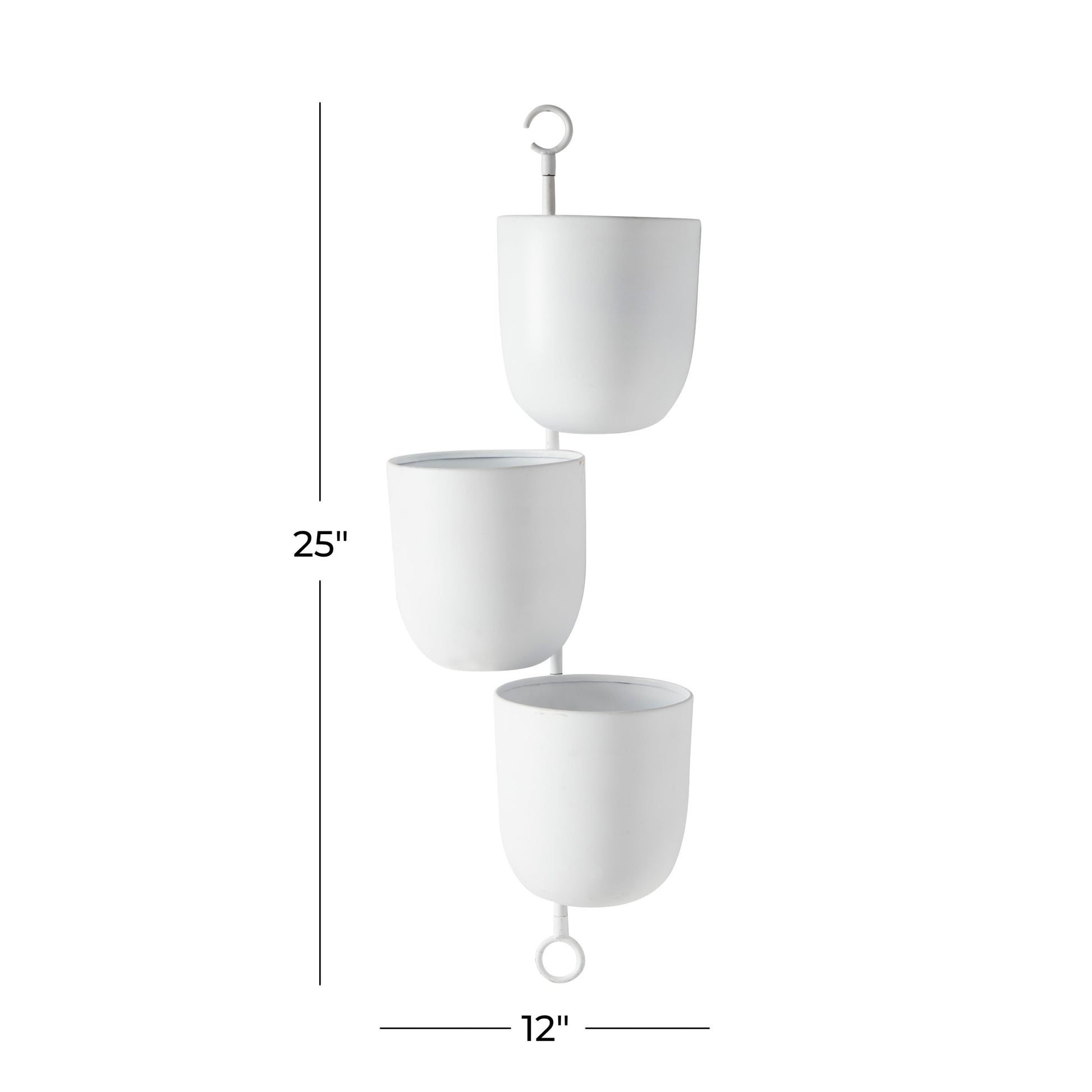 12" X 25" Layered Wall White Metal Planter