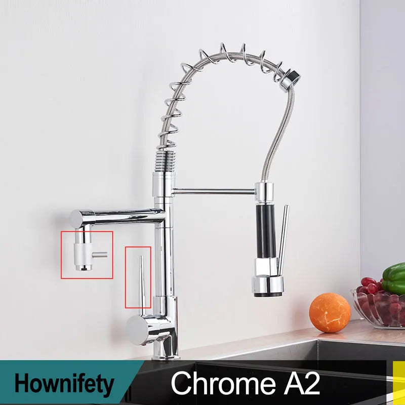 Modern Spring Pull-Down Kitchen Sink Faucet