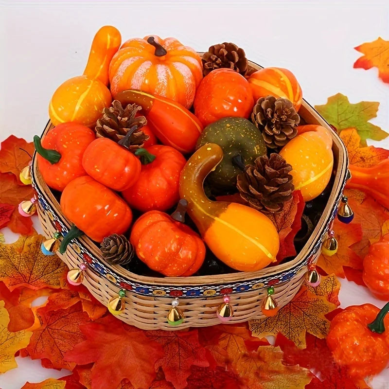 50-Piece Fall, Thanksgiving Artificial Pumpkin & Harvest Decor Set
