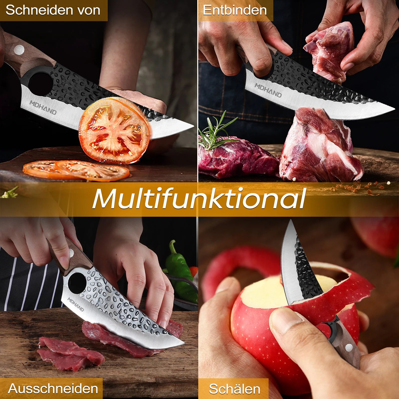 Hand-Forged Stainless Steel Boning & Cleaver Knife Set