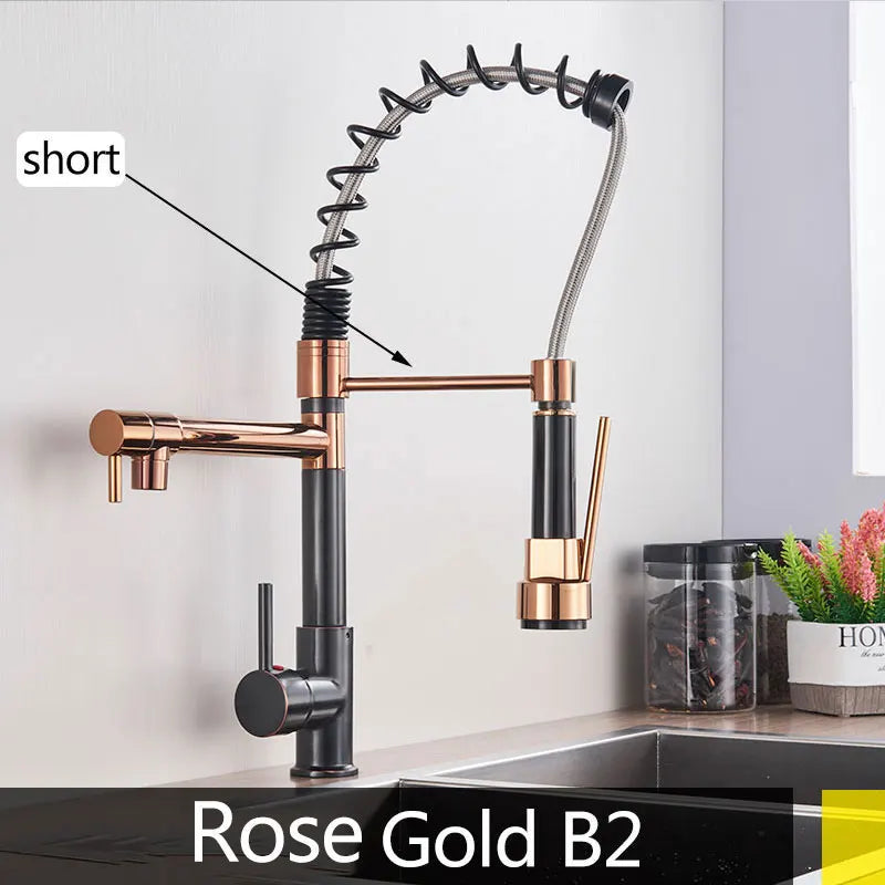 Modern Spring Pull-Down Kitchen Sink Faucet