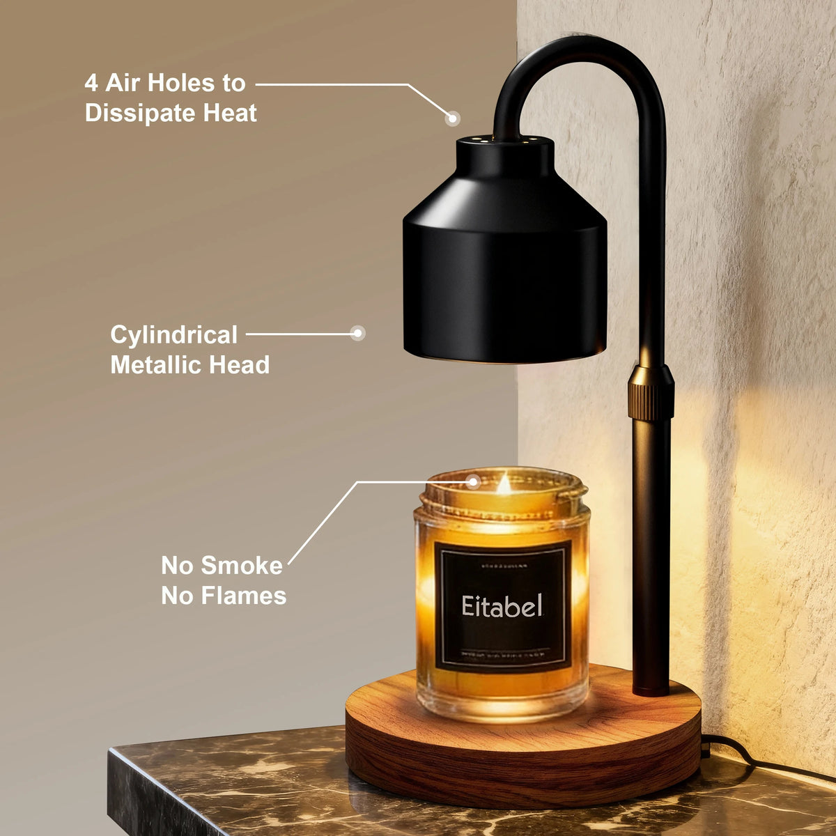Height-Adjustable Electric Candle Warmer Lamp