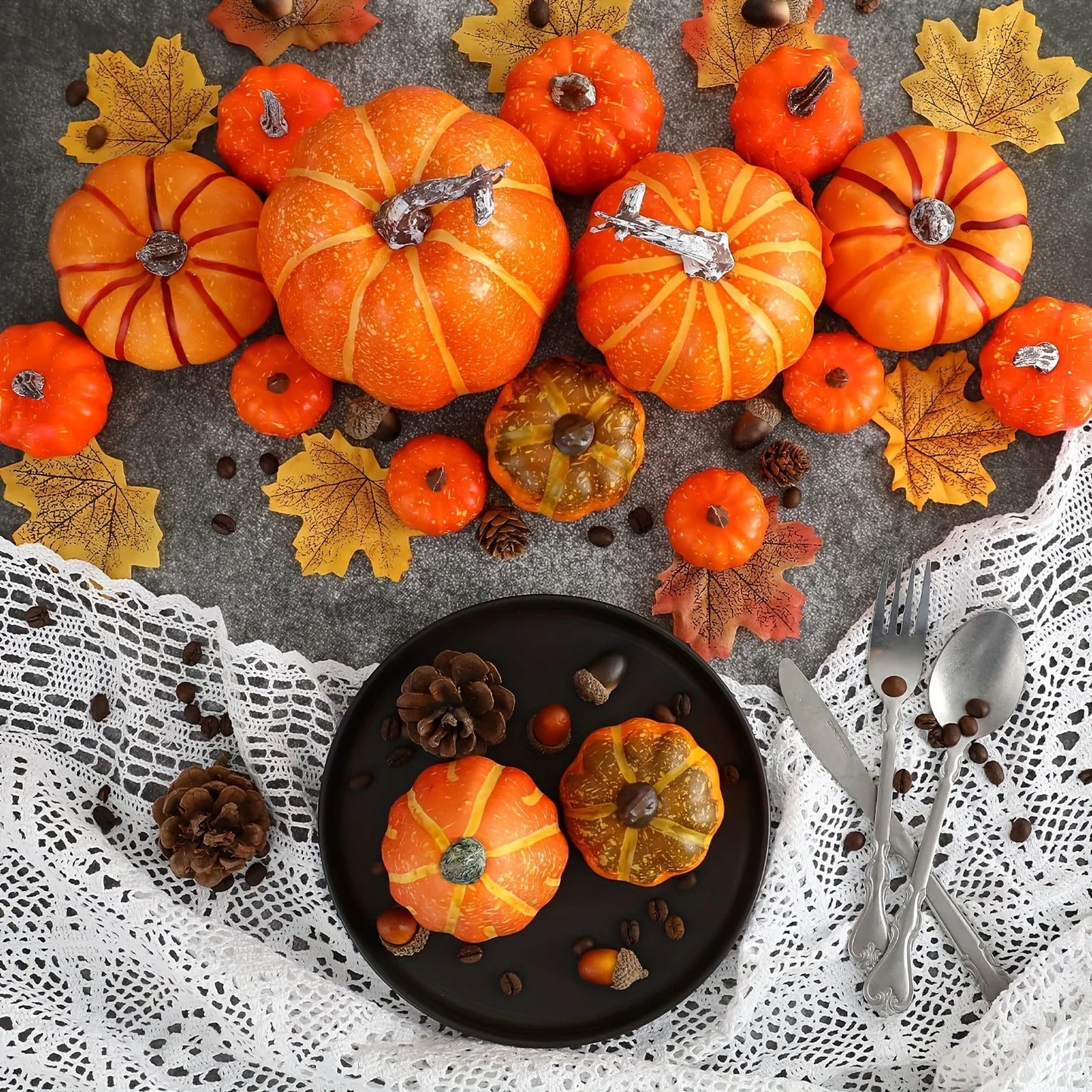 7Pcs Orange Autumn, Halloween, Pumpkin Decor