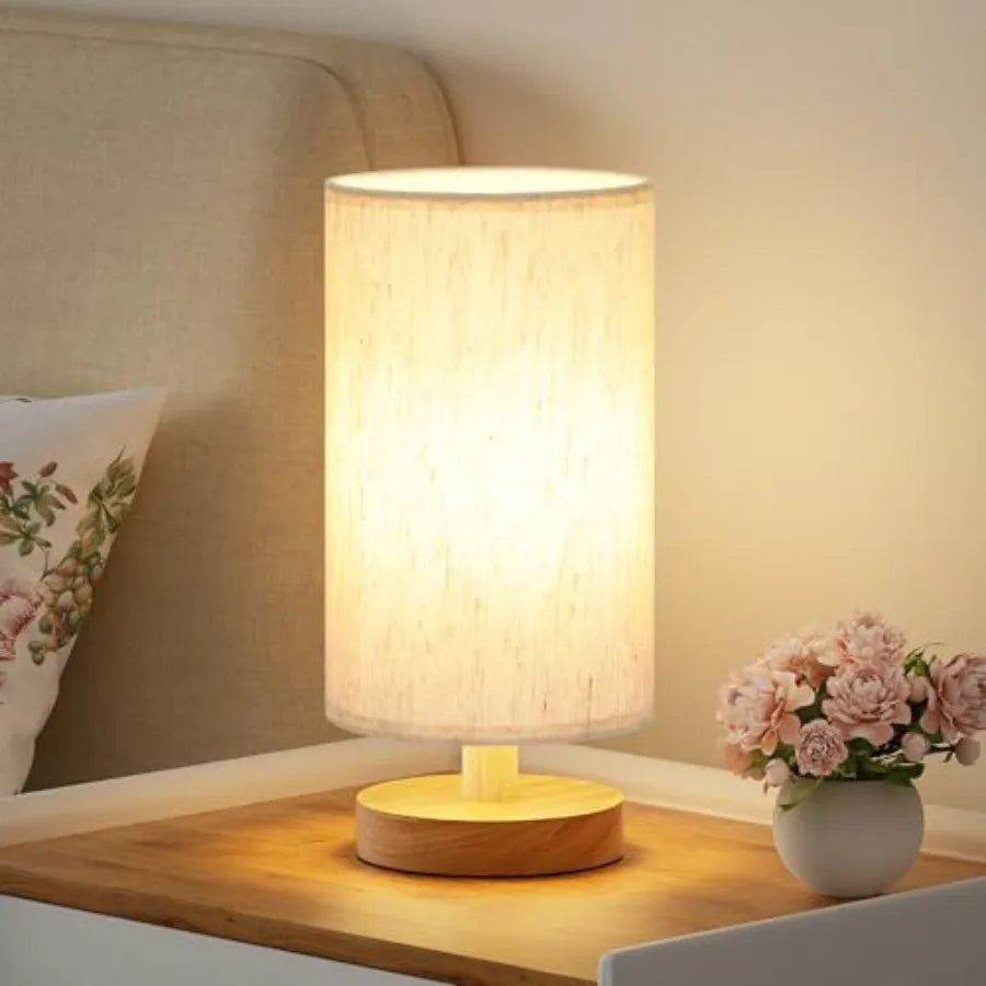 Small Table Lamp for Bedroom - Inline Control, Bedside Lamp with 3000K A15 LED Blub, Easy Assembly,9" Inline Control