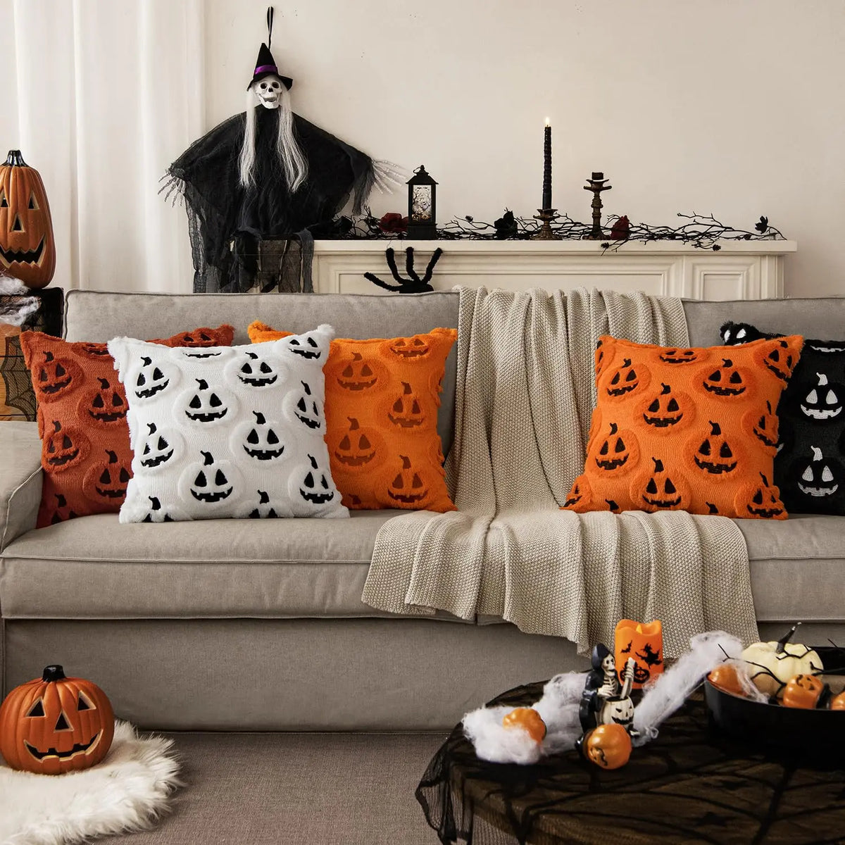 Fall Halloween Decorative Pillow Covers, 18x18