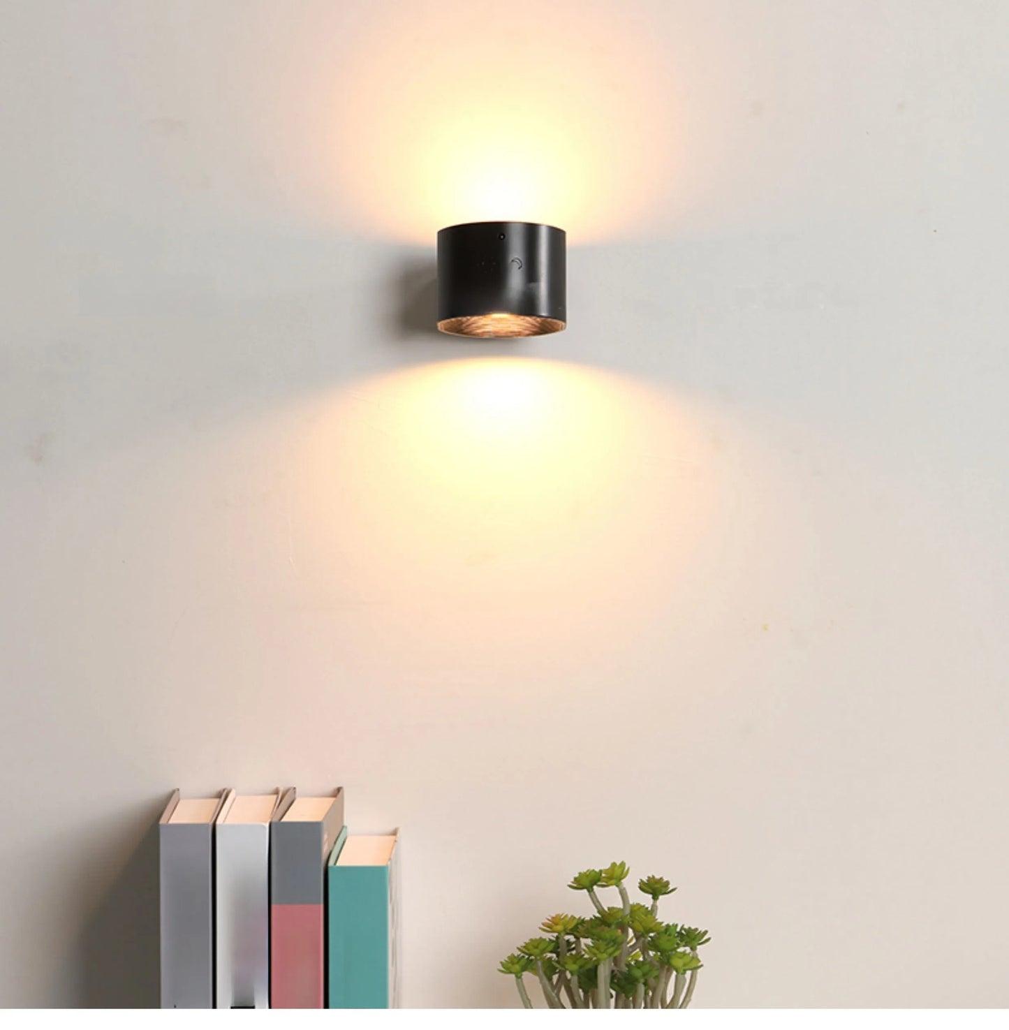 360° Magnetic LED Wall Lamp – USB Rechargeable Rotating Solid Wood Light with Remote Control