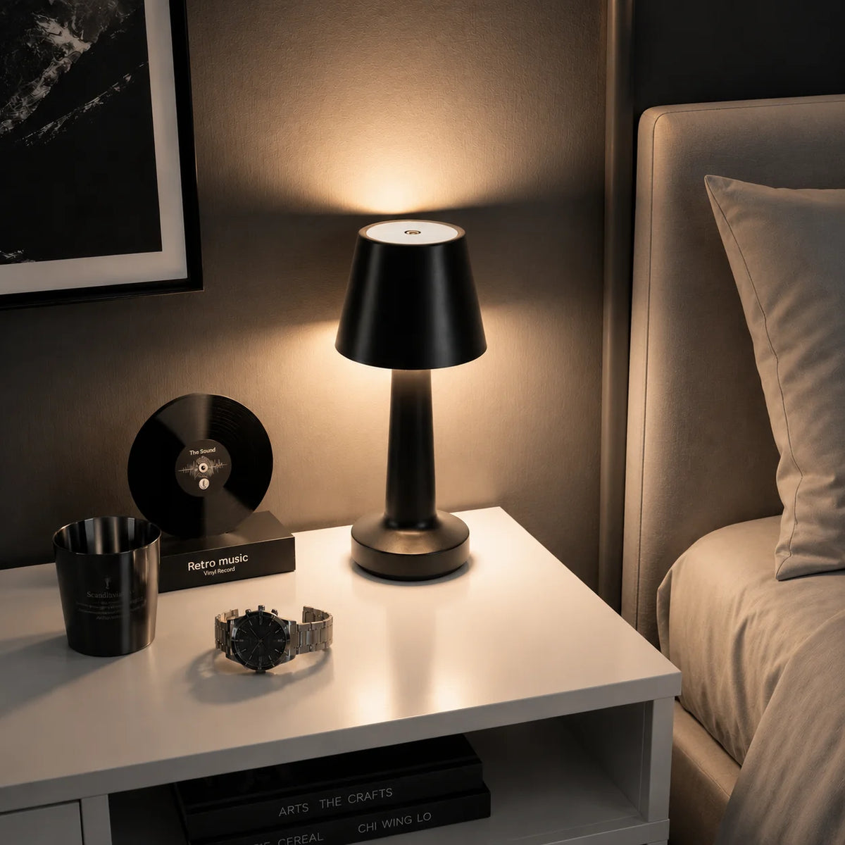 Wireless Rechargeable LED Mushroom Table Lamp