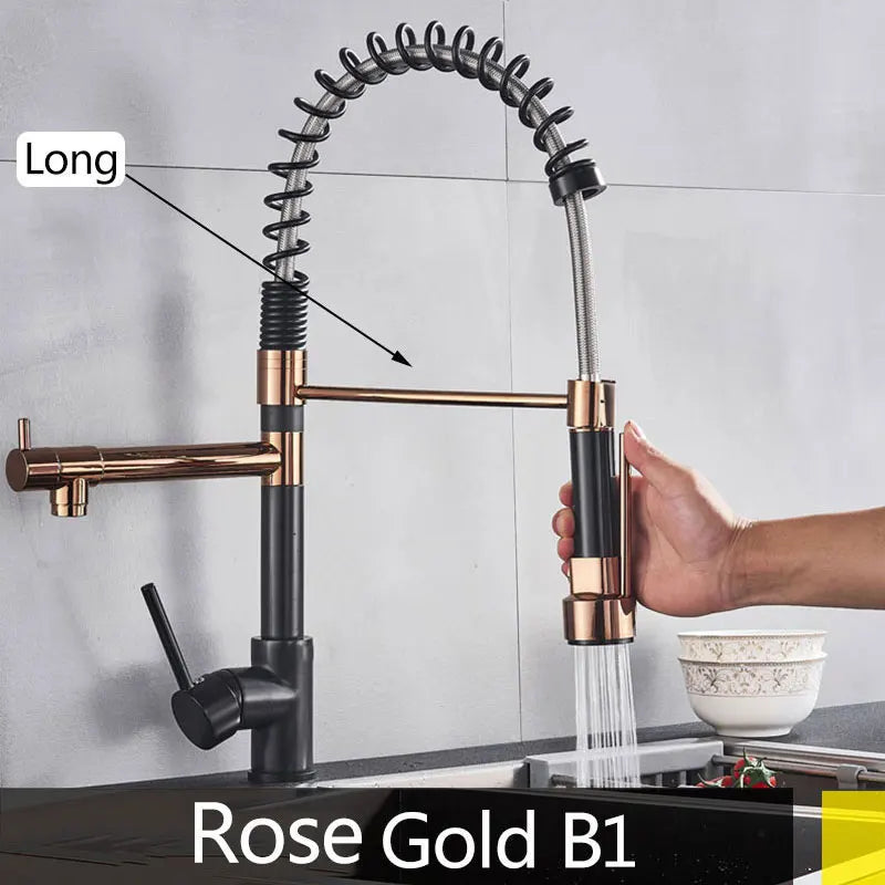 Modern Spring Pull-Down Kitchen Sink Faucet