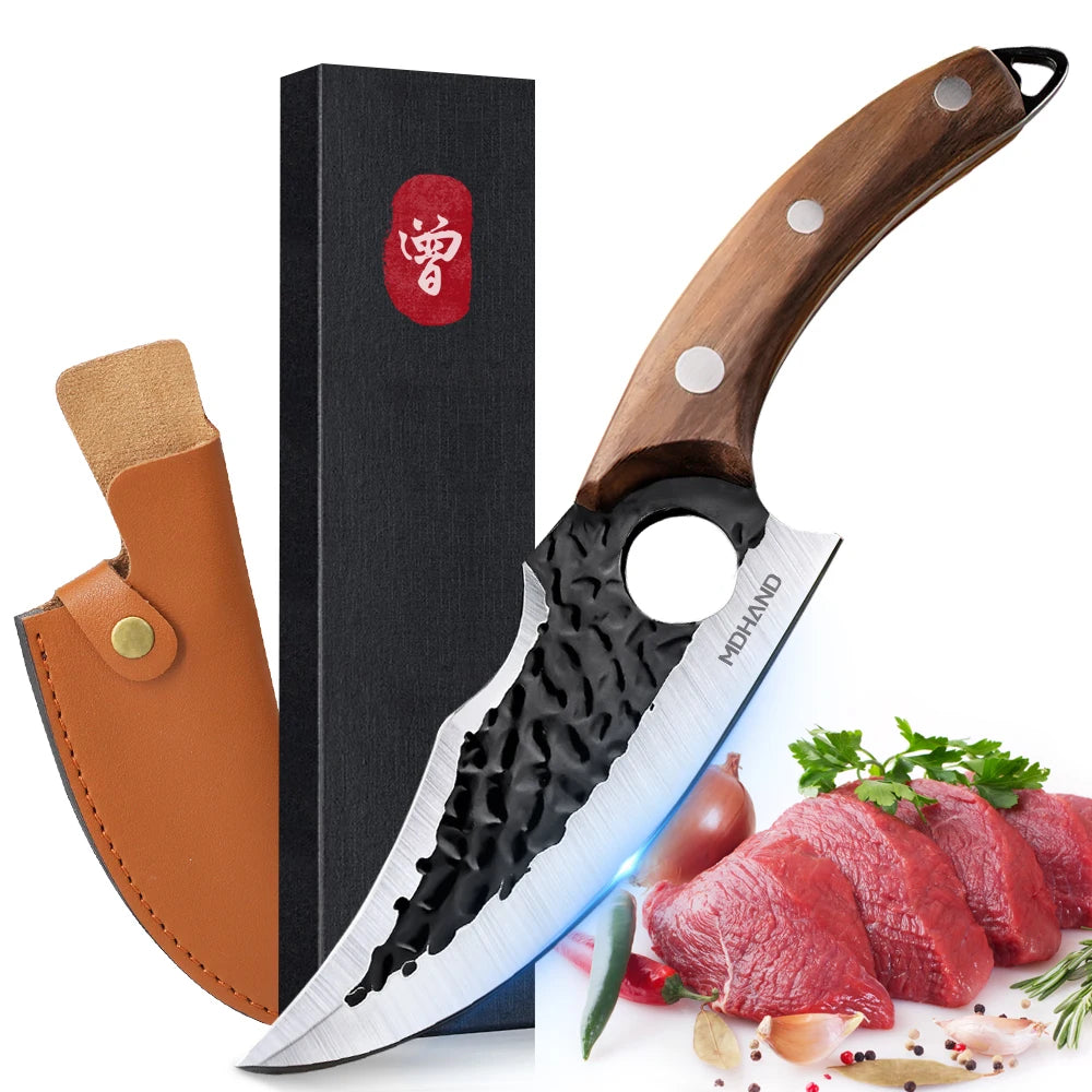 Hand-Forged Stainless Steel Boning & Cleaver Knife Set