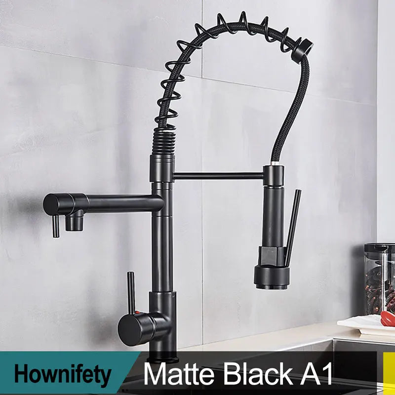 Modern Spring Pull-Down Kitchen Sink Faucet