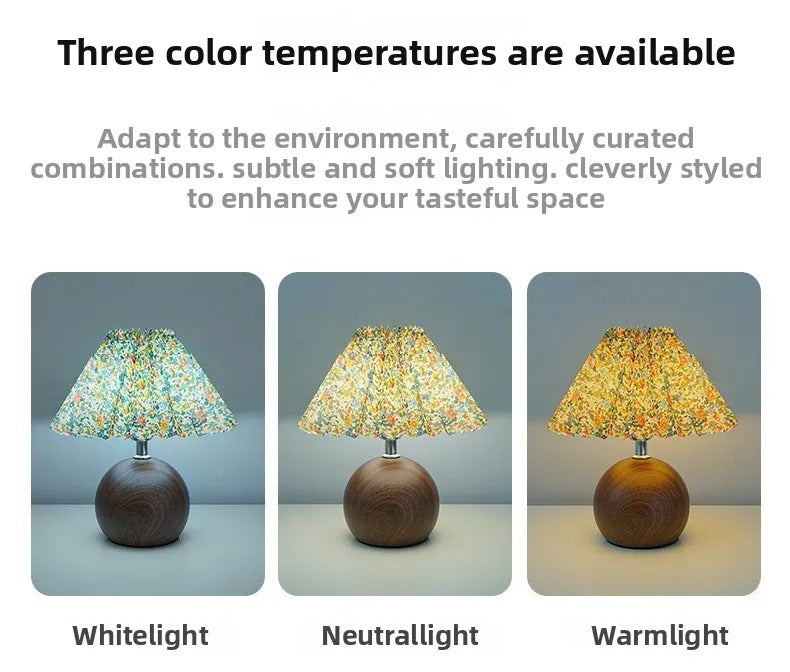 Retro Pleated Table Lamp – Nordic Dimmable Bedside Lamp with USB Power, 3-Color Lighting & Remote