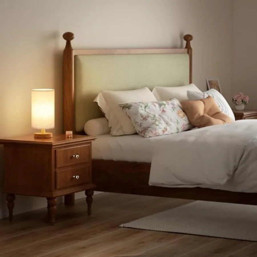 Small Table Lamp for Bedroom - Inline Control, Bedside Lamp with 3000K A15 LED Blub, Easy Assembly,9" Inline Control
