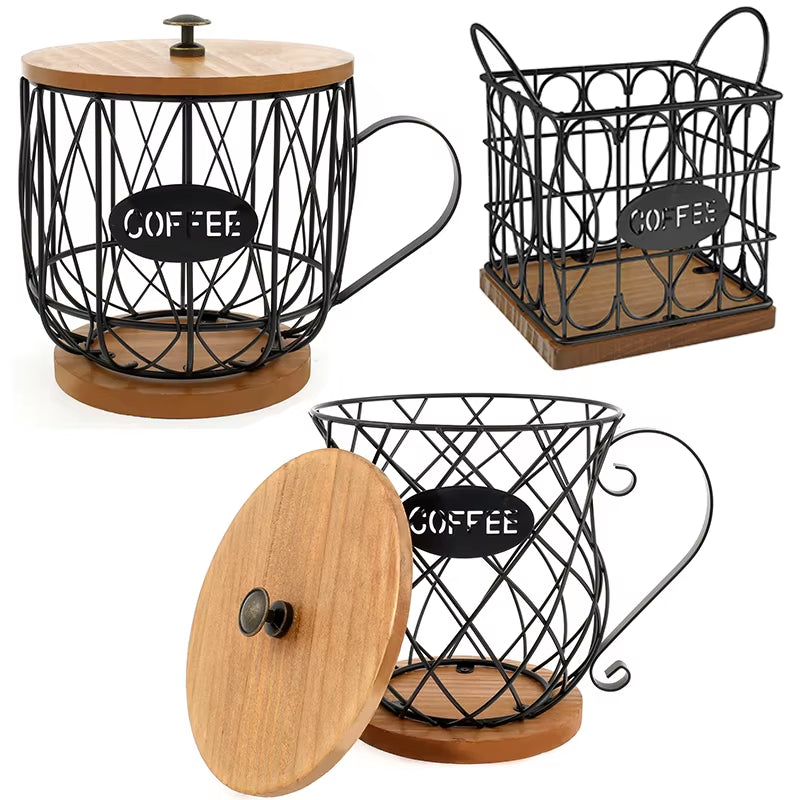 Coffee Pod Holder Iron Coffee Capsule Holder Hollow Coffee Pod Storage Kitchen Countertop Organizer Waterproof Base Baskets