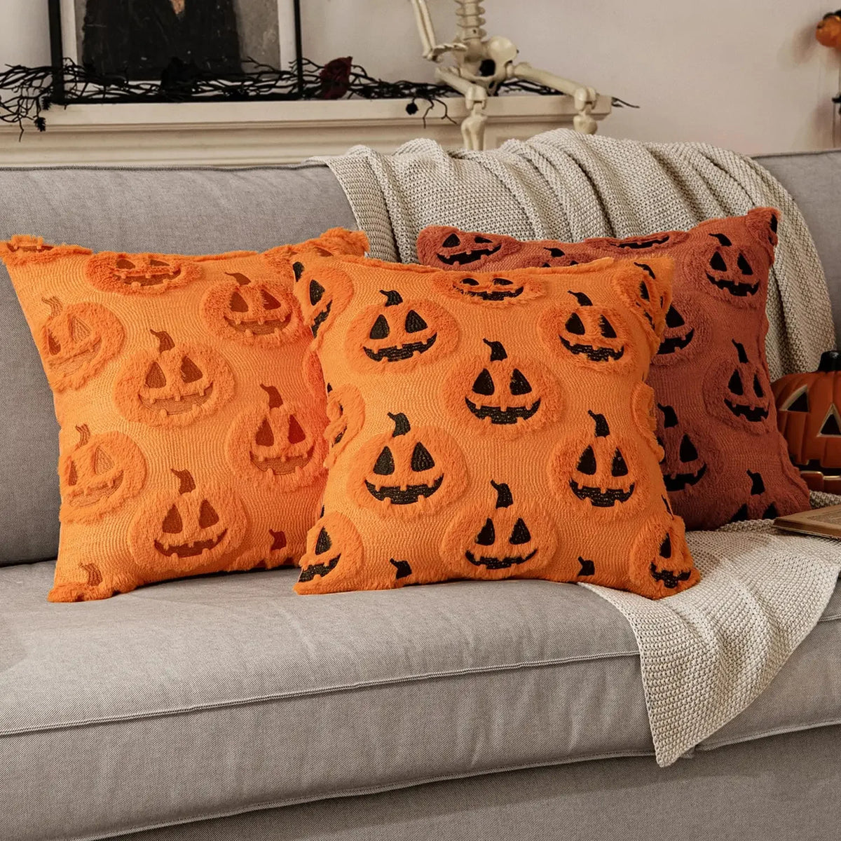Fall Halloween Decorative Pillow Covers, 18x18