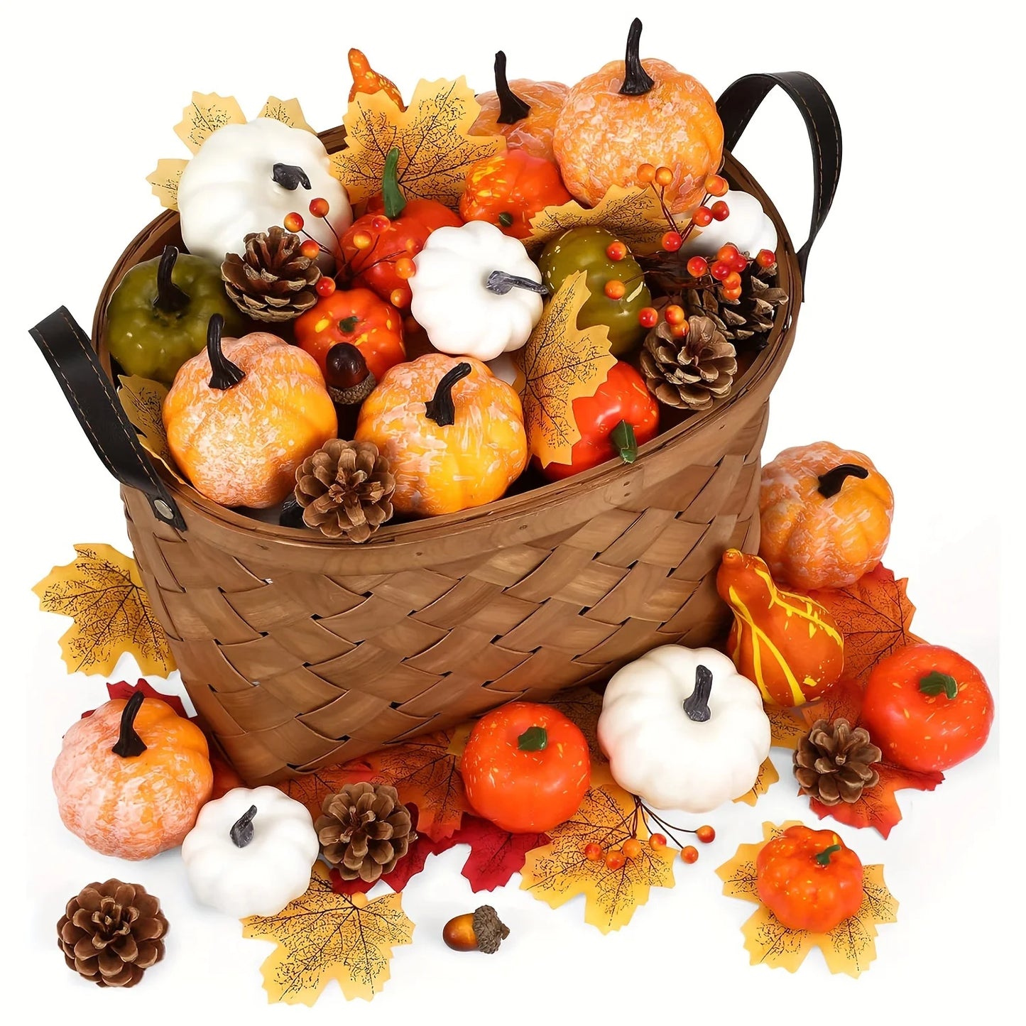 50-Piece Fall, Thanksgiving Artificial Pumpkin & Harvest Decor Set