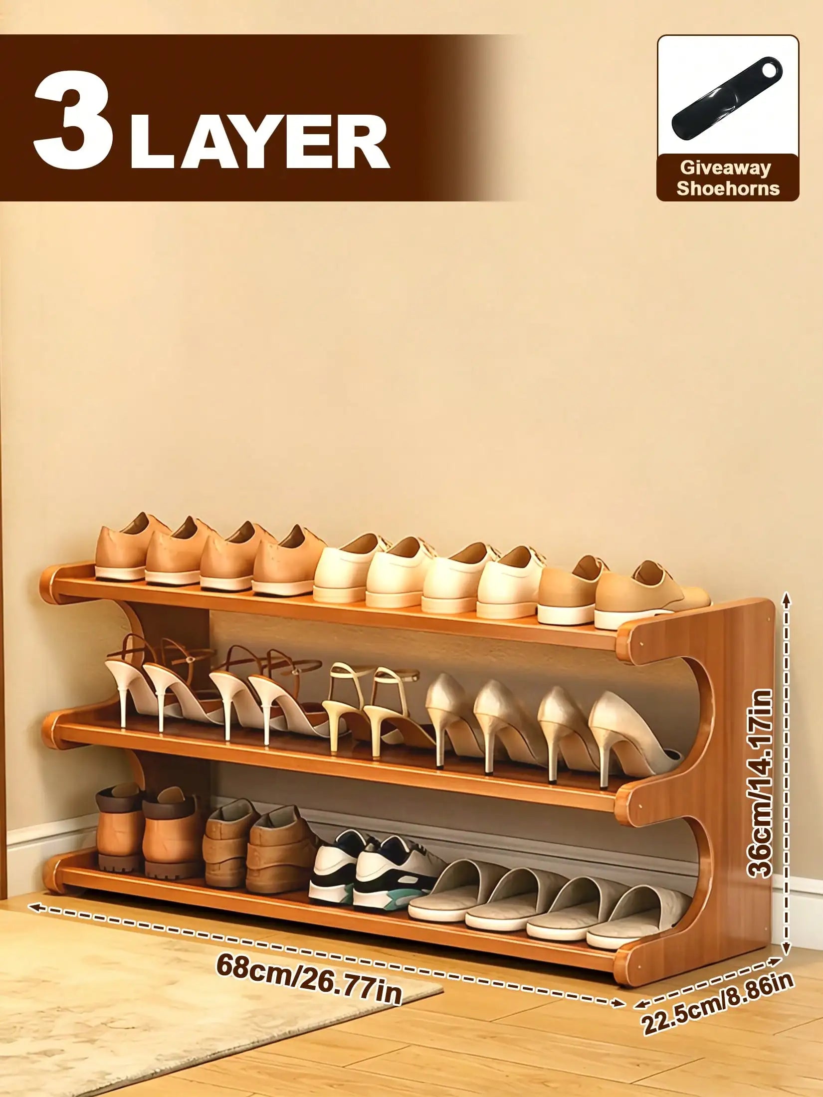 6-Tier Bamboo Shoe Organizer Rack