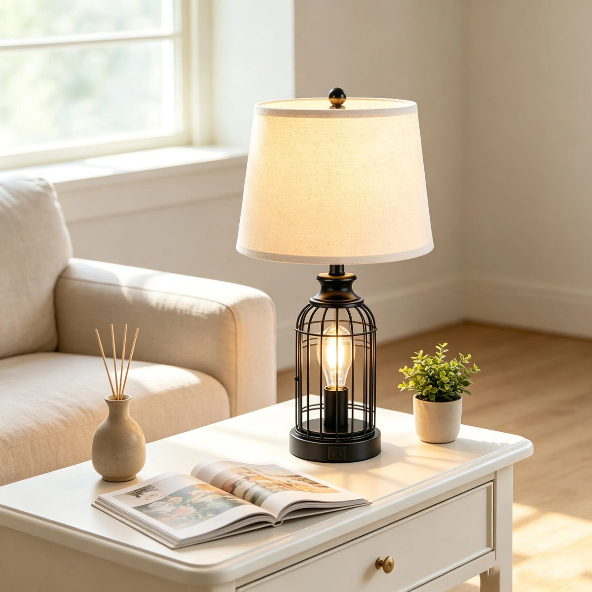 23-Inch Modern Minimalist Double-Layer Table Lamp
