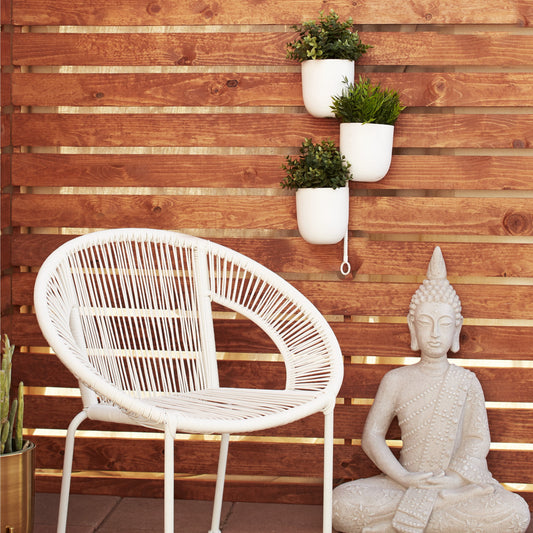12" X 25" Layered Wall White Metal Planter